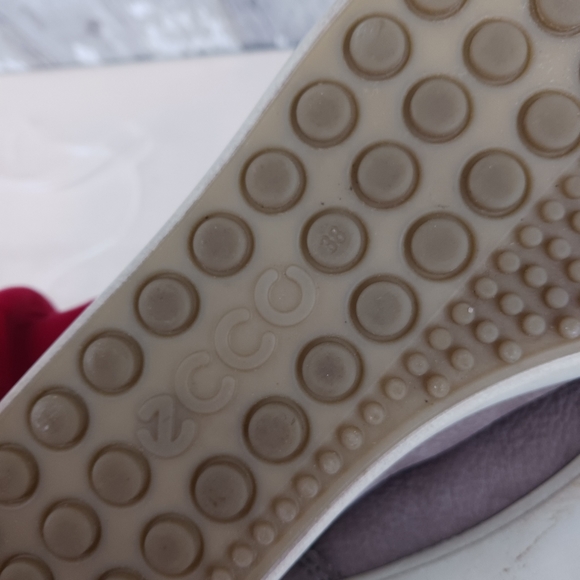 ECCO Soft 7 Shoes Women's 38 EU  US 8/8.5  Leather Sneakers Lace Up Beige - Picture 7 of 8
